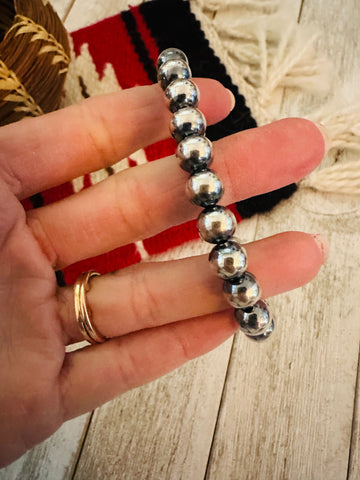 Navajo Sterling Silver 8mm Pearl Beaded Bracelet - Everest Ranch