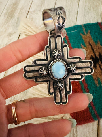 Navajo Sterling Silver Turquoise Cross Pendant | Golden Hills Jewelry