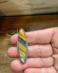 Long Ring - size 8 - sterling silver with bumblebee jasper