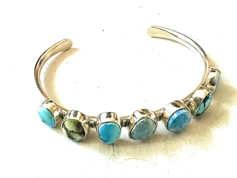 Navajo Sterling Silver Golden Hills Turquoise Cuff Bracelet-Unique Style