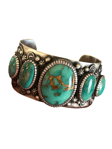 Navajo Sterling Silver and Royston Turquoise Cuff Bracelet by Roland Dixson