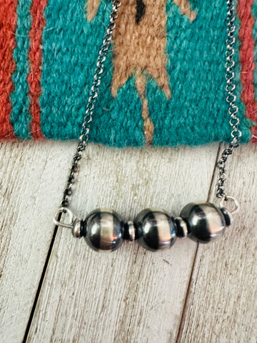 Navajo Sterling Silver Pearl Beaded Chain Necklace - Everest Ranch