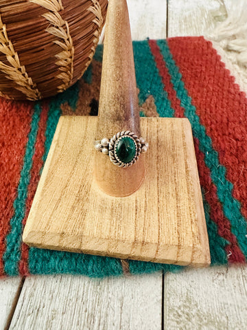 Navajo Malachite & Sterling Silver Ring Size 8.5