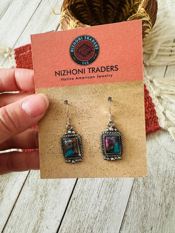 Navajo Sterling Silver & Pink Dream Mojave Dangle Earrings