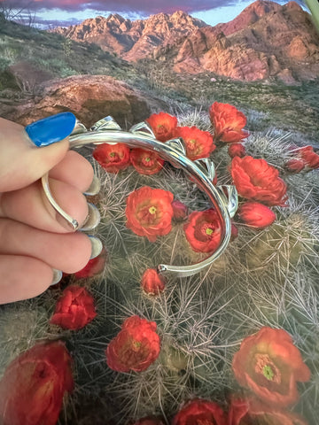 Handmade Sterling Silver & Peacock Dahlia Cuff Bracelet