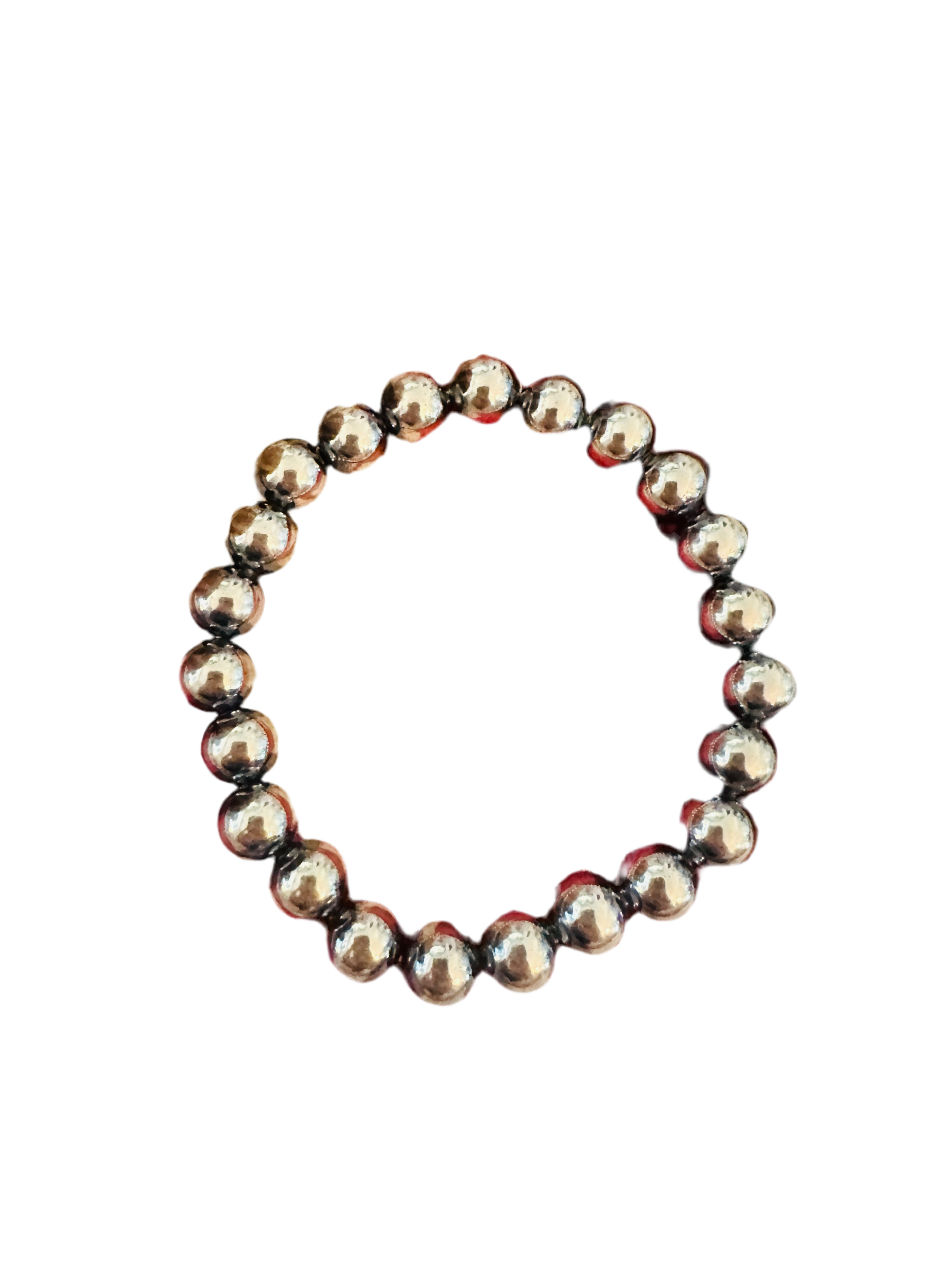 Navajo Sterling Silver 8mm Pearl Beaded Stretch Bracelet