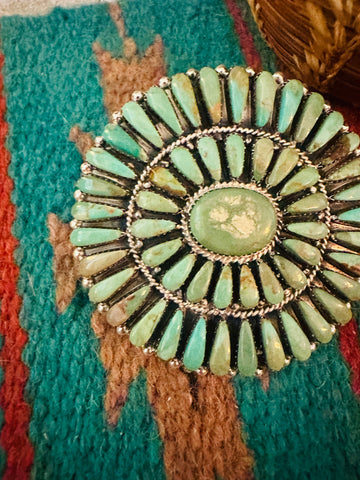 Navajo Turquoise & Sterling Silver Cluster Hair Barrette