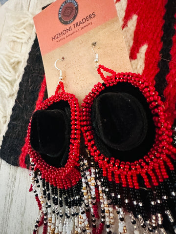 Navajo Beaded Cowboy Hat Dangle Earrings - Everest Ranch