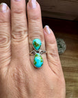 2 Stones Ring- size 8 - Royston Turquoise & Sterling Silver