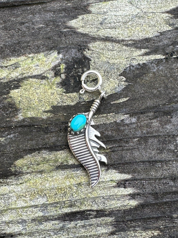 Sterling Silver and Turquoise Feather Charm