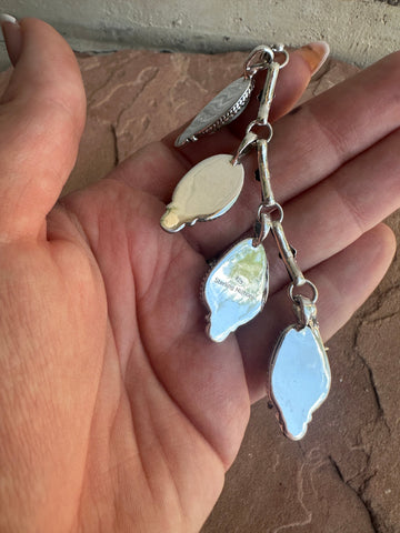 Beautiful Handmade Sterling Silver, Golden Hills Turquoise, Sonoran Turquoise & Palomino Turquoise Charm Necklace