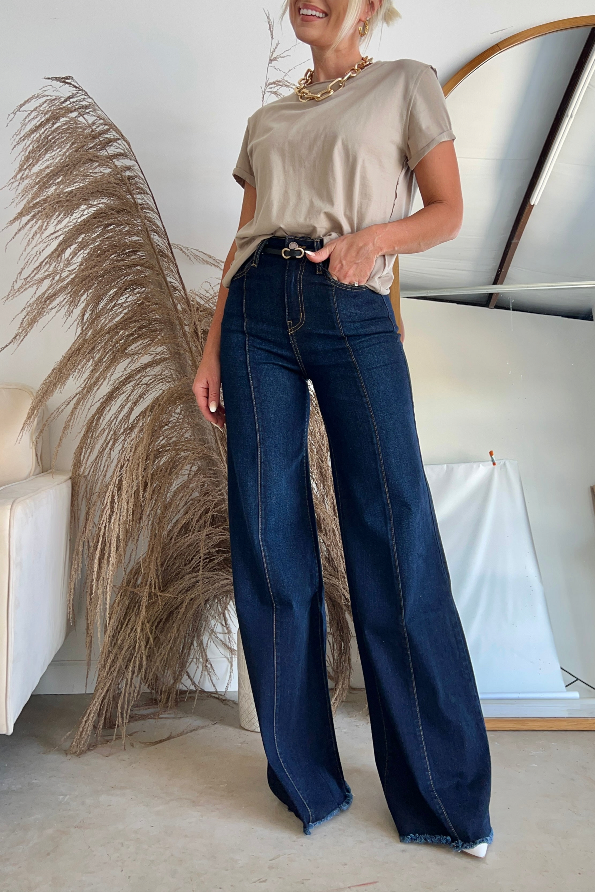 The Loretta Trouser Jean in Dark Wash