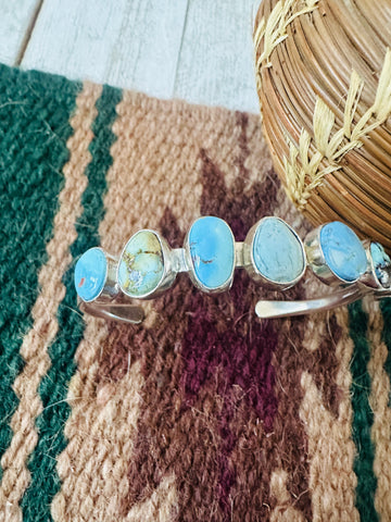 Navajo Sterling Silver Golden Hills Turquoise Cuff Bracelet-Unique Style