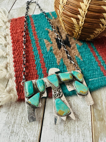 Zuni Sterling Silver & Turquoise Thunderbird Necklace by Jude Candelaria