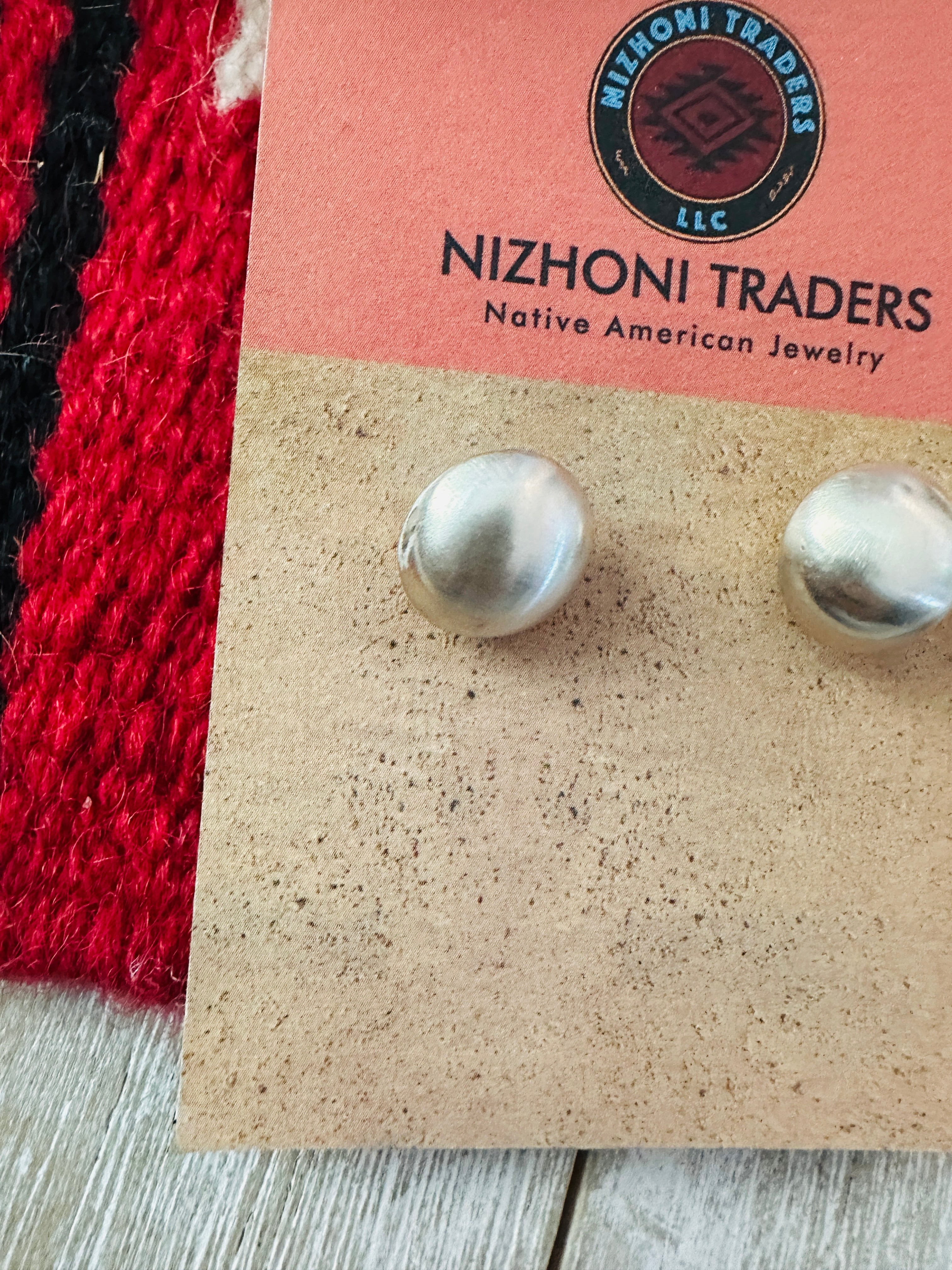 Navajo Sterling Silver Pearl Stud Earrings 10mm