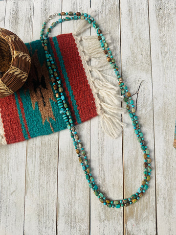 Navajo Turquoise & Copper 60” Beaded Necklace - Everest Ranch