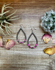 4 mm teardrop earrings Sterling Silver Pearls with Faceted pink Opal