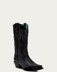 F1382 - WOMEN'S EMBORIDERY AND OVERLAY BLACK SNIP TOE COWBOY BOOT