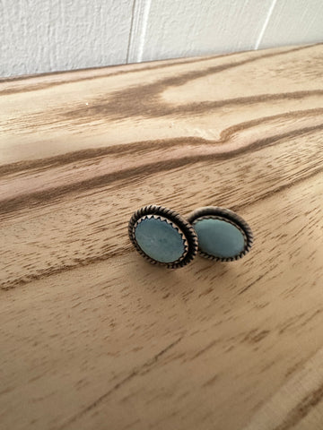 Handmade Golden Hills Turquoise & Sterling Silver Stud Earrings