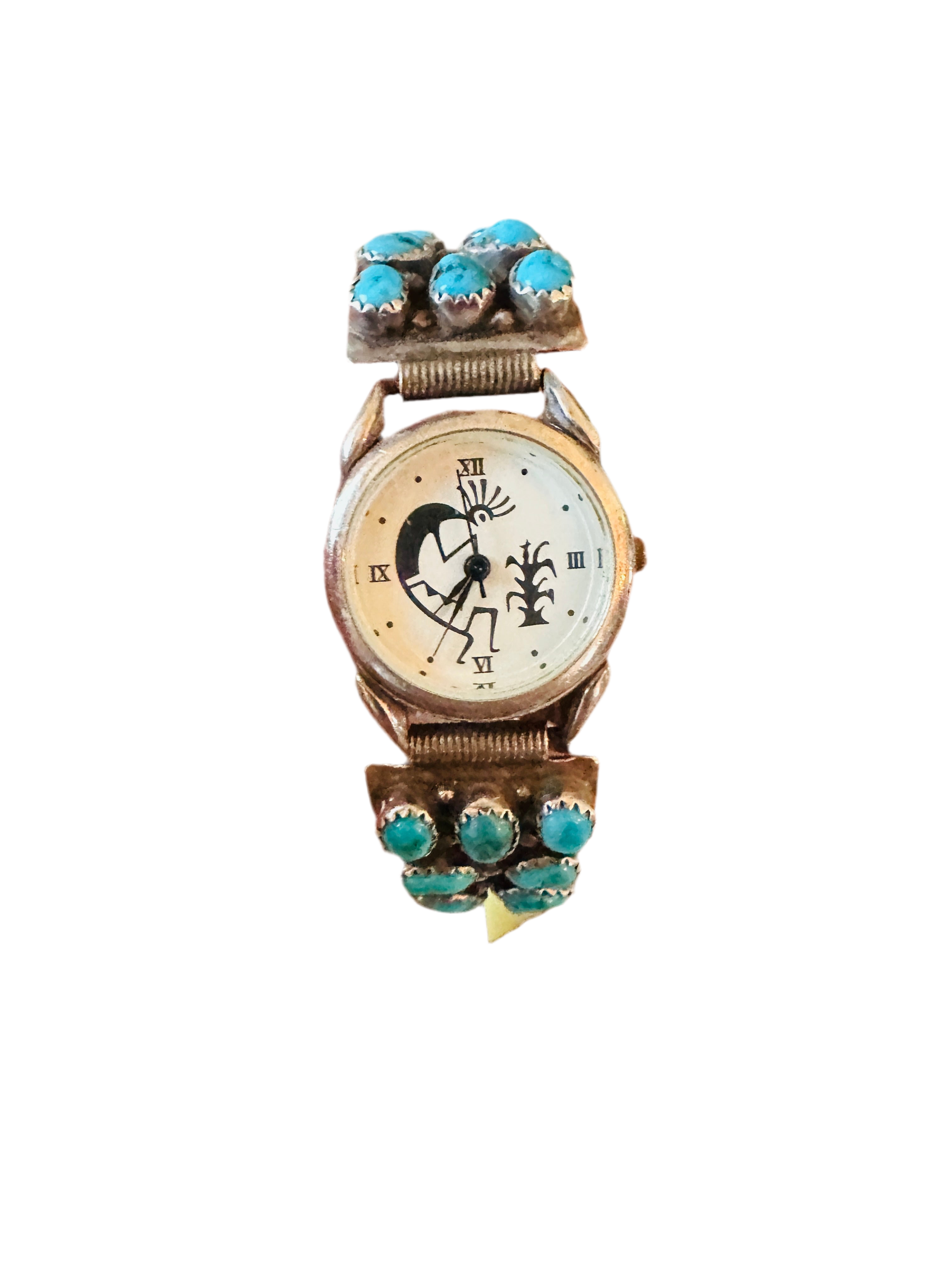 Old Pawn Vintage Navajo Turquoise & Sterling Silver Watch