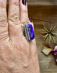 Purple Dahlia Ring – Sterling Silver – Native Made by M. Spencer – Size 8