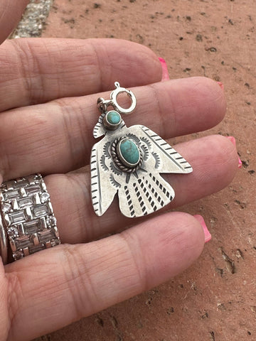 "Sterling Silver Turquoise Thunderbird Charm | Nizhoni Collection"