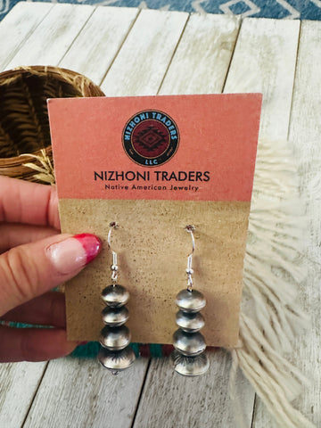 Navajo Sterling Silver Pearl Beaded Dangle Earrings #5