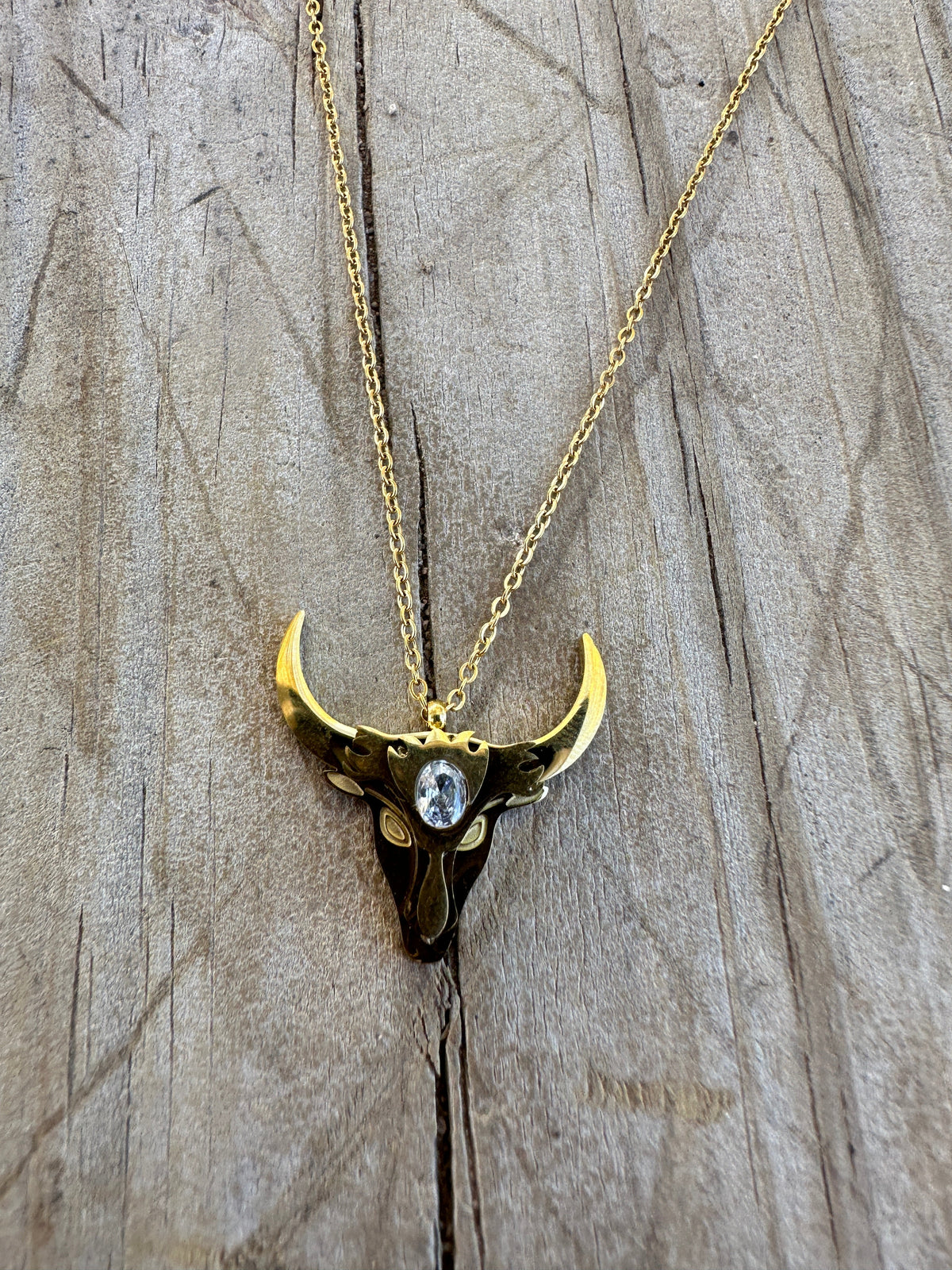 “The Golden Collection” Handmade 14k Gold Plated Bull Necklace