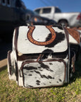 Horse Shoe Tooled & Cowhide Backpack
