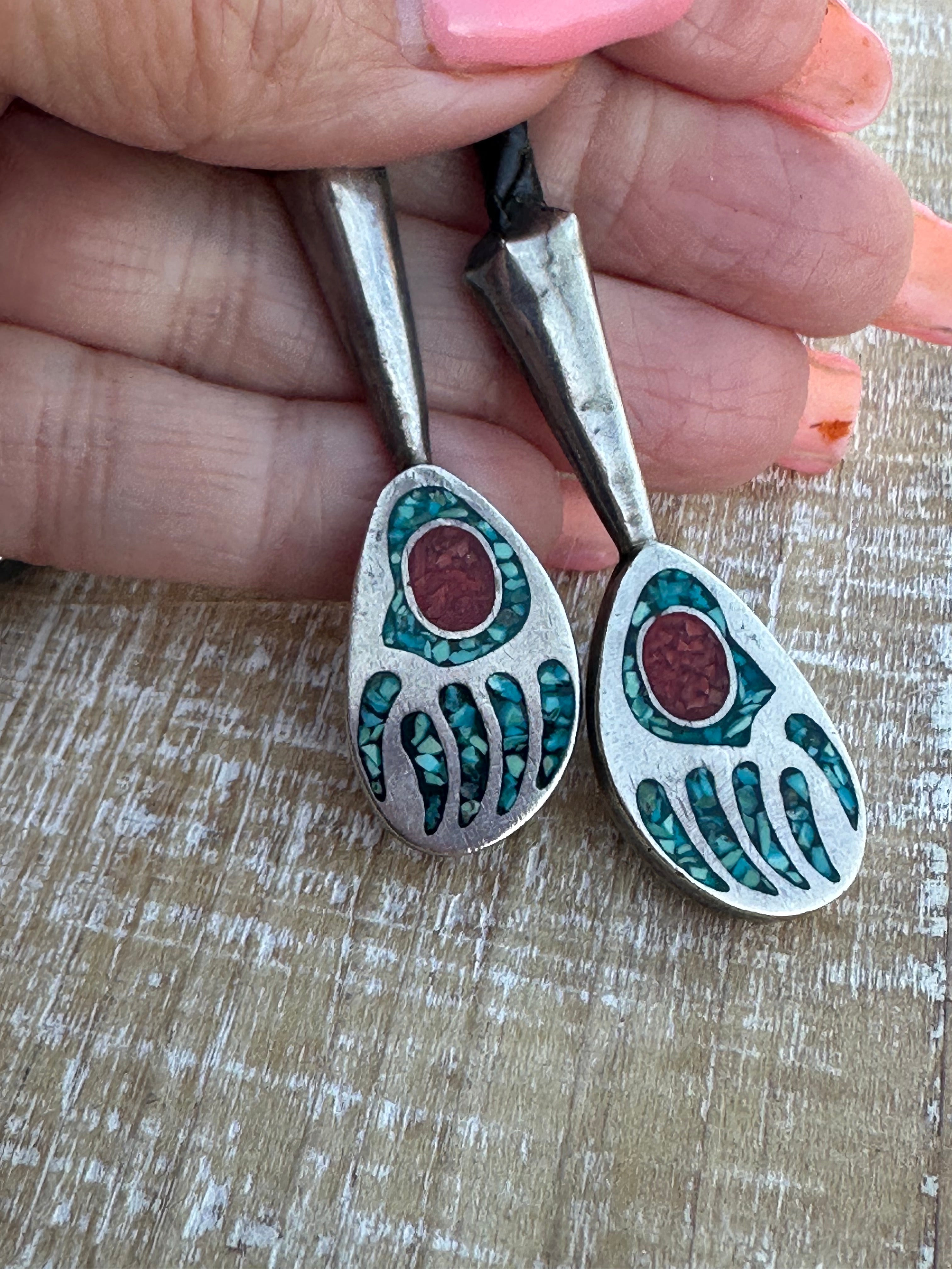 Old Pawn Vintage Navajo Chi Inlay Sterling Silver 5 Piece Set