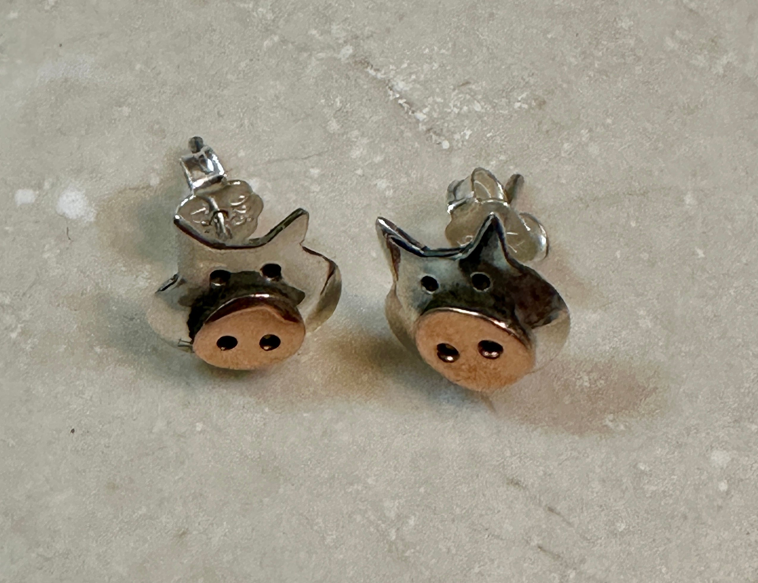 COPPER & SILVER PIGGY STUD Earrings