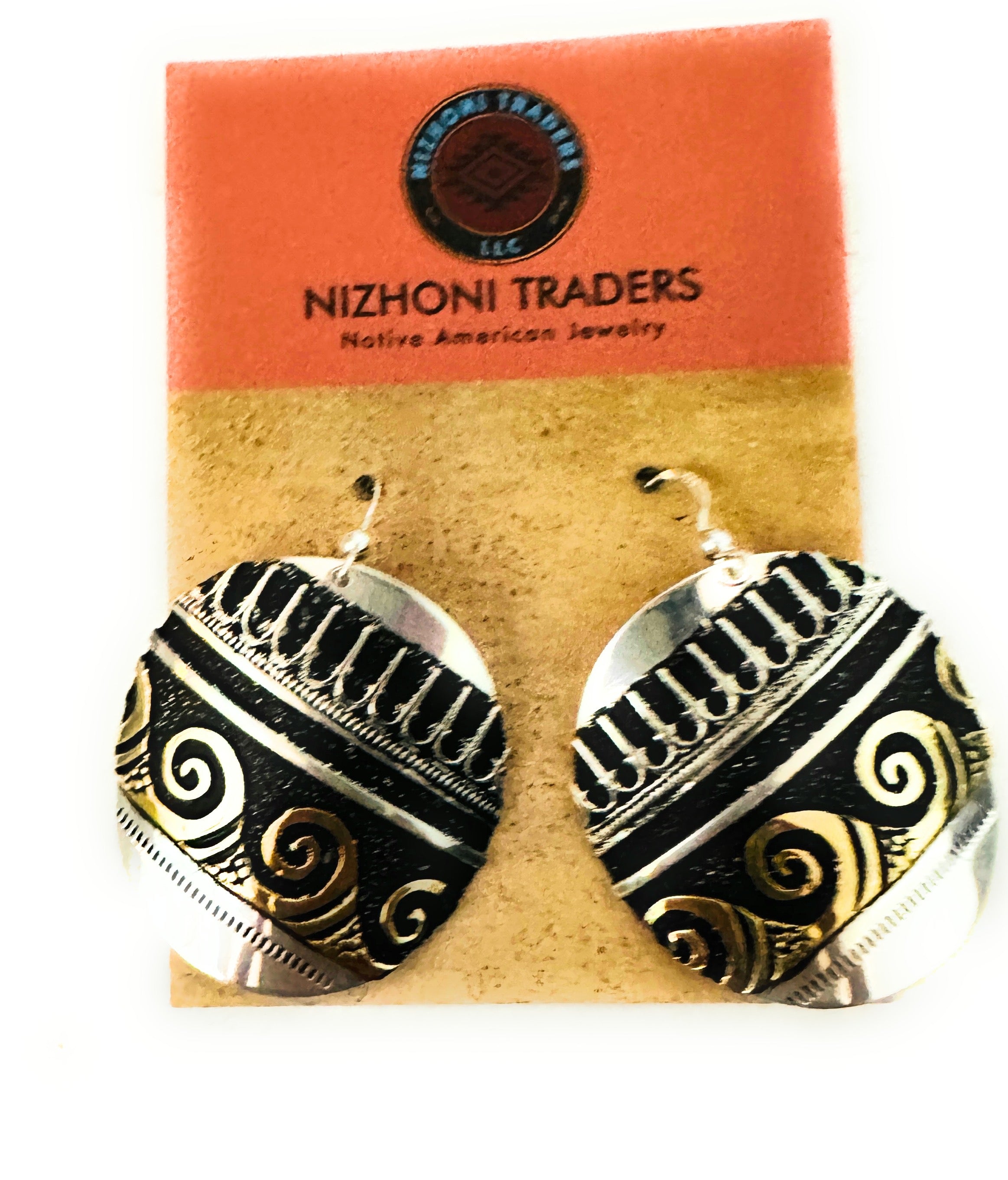 Navajo Hand Stamped Sterling Silver & Copper Earrings - Everest Ranch