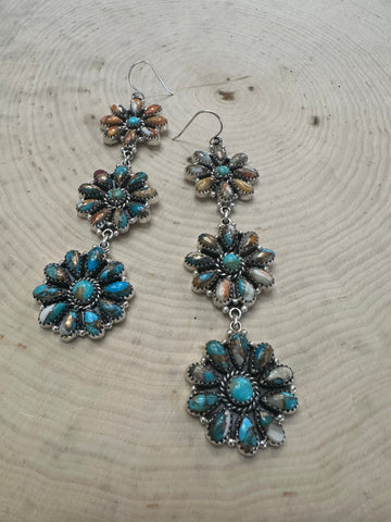 "Shop Cassidy Collection: Handmade Turquoise & Silver Flower Earrings"