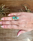 Adjustable Ring with 4 Green Turquoise Stones
