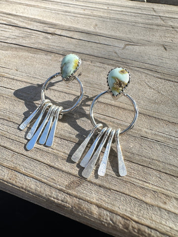 Handmade Sterling Silver & Palomino Turquoise Fringe Earrings