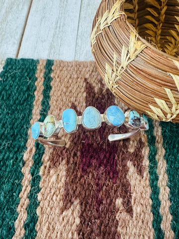 Navajo Sterling Silver Golden Hills Turquoise Cuff Bracelet-Unique Style