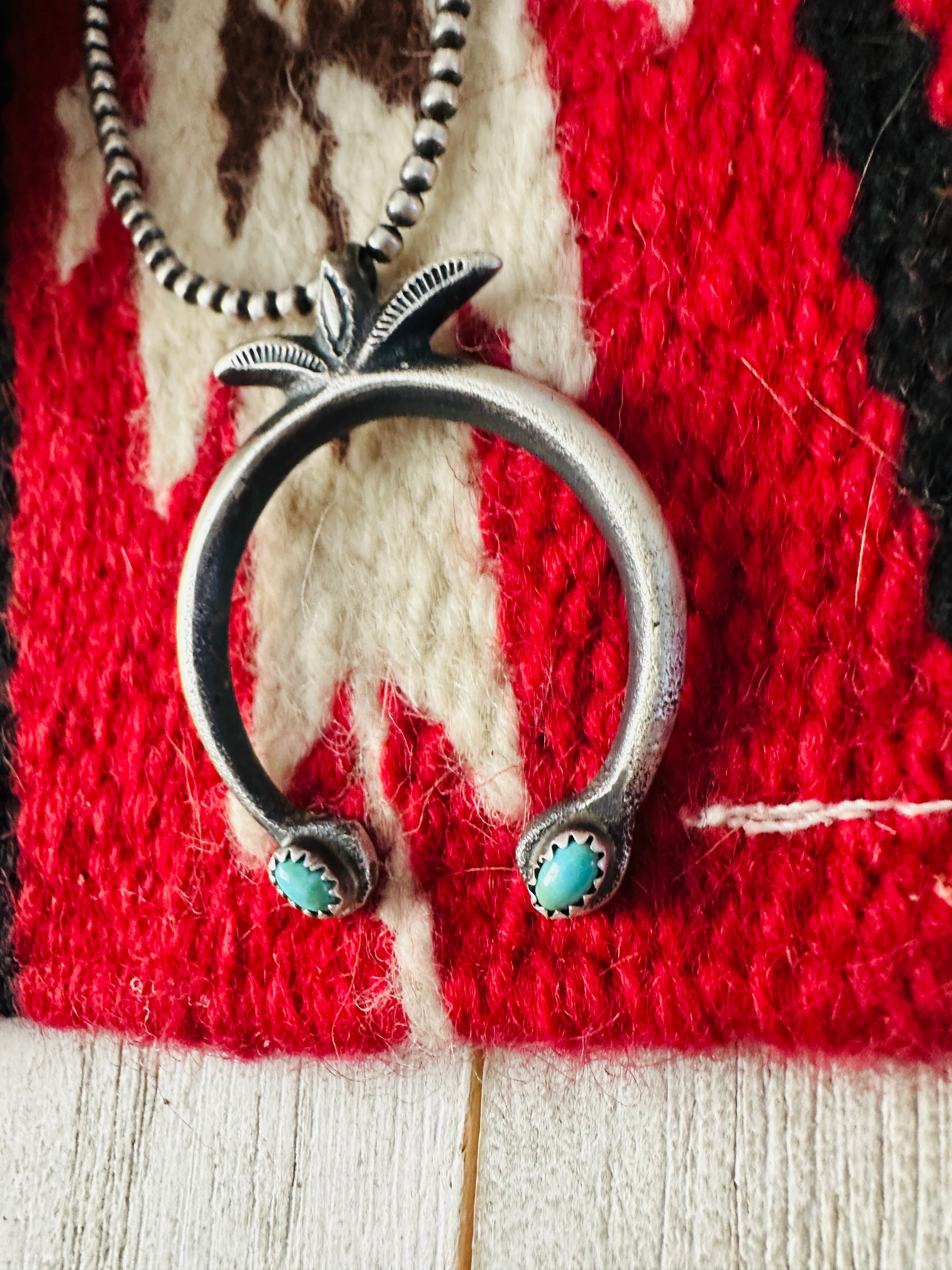 Navajo Sterling Silver & Turquoise Naja Pendant by Martha Cayatineto