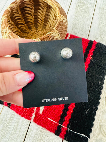 Navajo Sterling Silver Pearl Stud Earrings 6mm