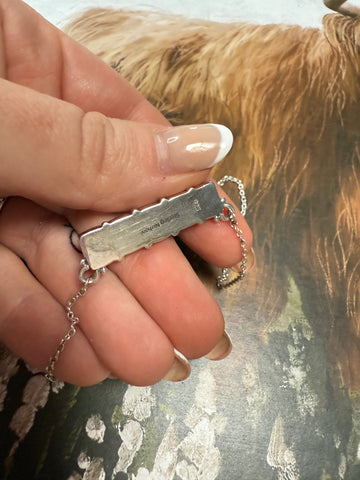 Handmade Sterling Silver White Buffalo Bar Necklace