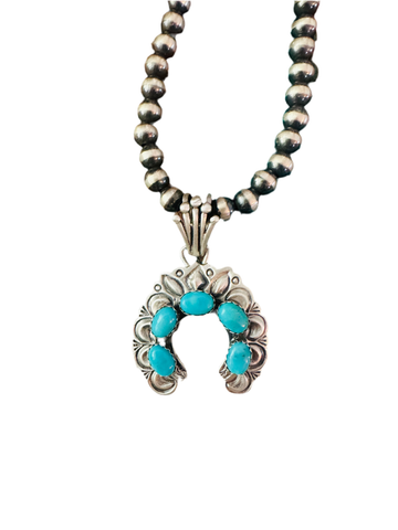 Navajo Turquoise & Sterling Silver Naja Pendant