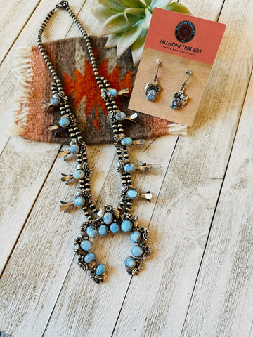 Navajo Golden Hills Turquoise Squash Blossom Necklace Set