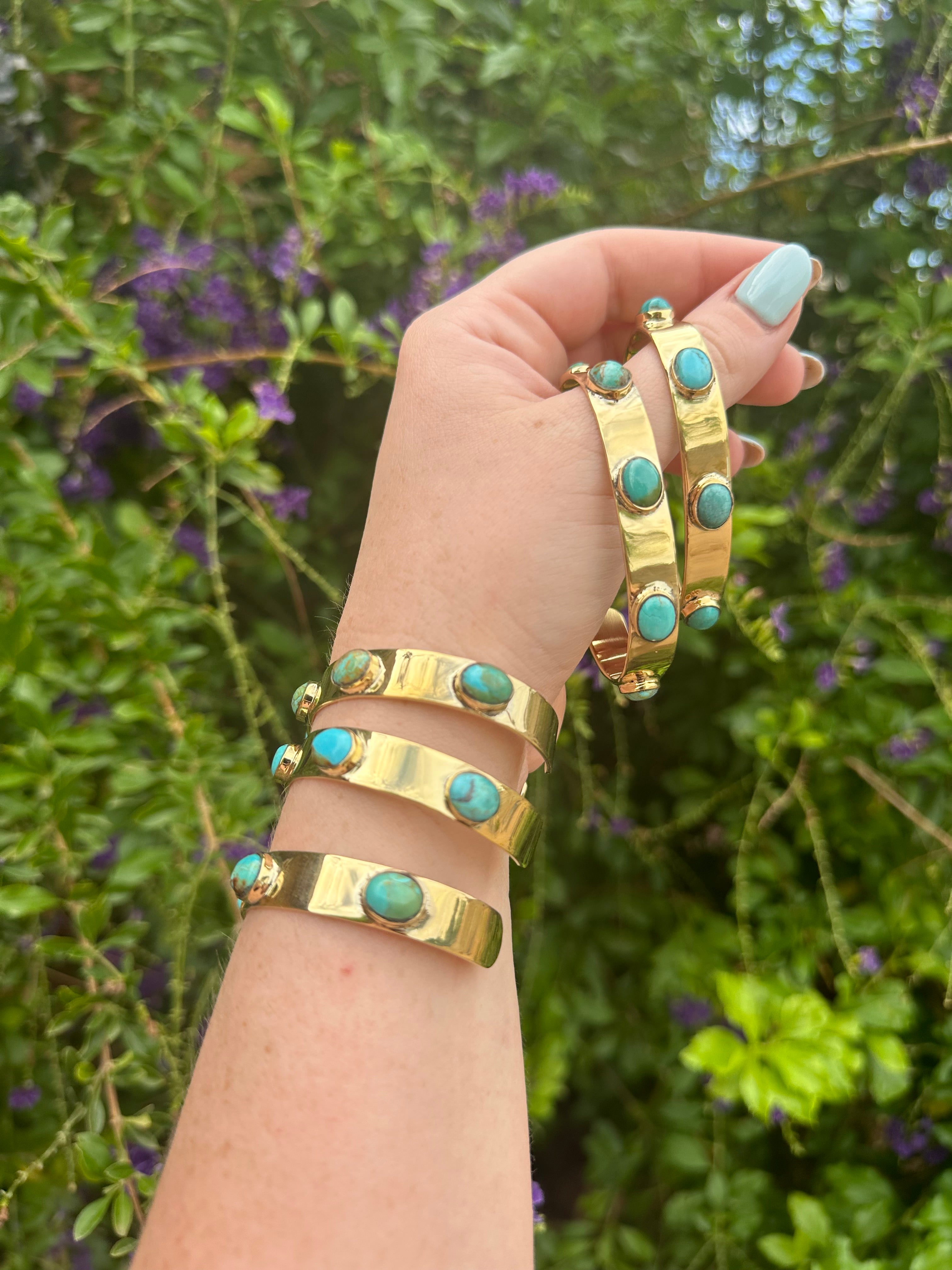 Elegant Summerhaven Turquoise Gold-Plated Cuff Bracelet