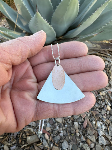 HAMMERED COPPER & SILVER SHAPES PENDANT NECKLACE