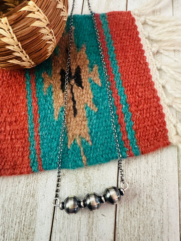 Navajo Sterling Silver Pearl Beaded Chain Necklace - Everest Ranch