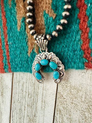 Navajo Turquoise & Sterling Silver Naja Pendant