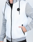 Mens Fur Lined Quilted Hooded Jacket - White