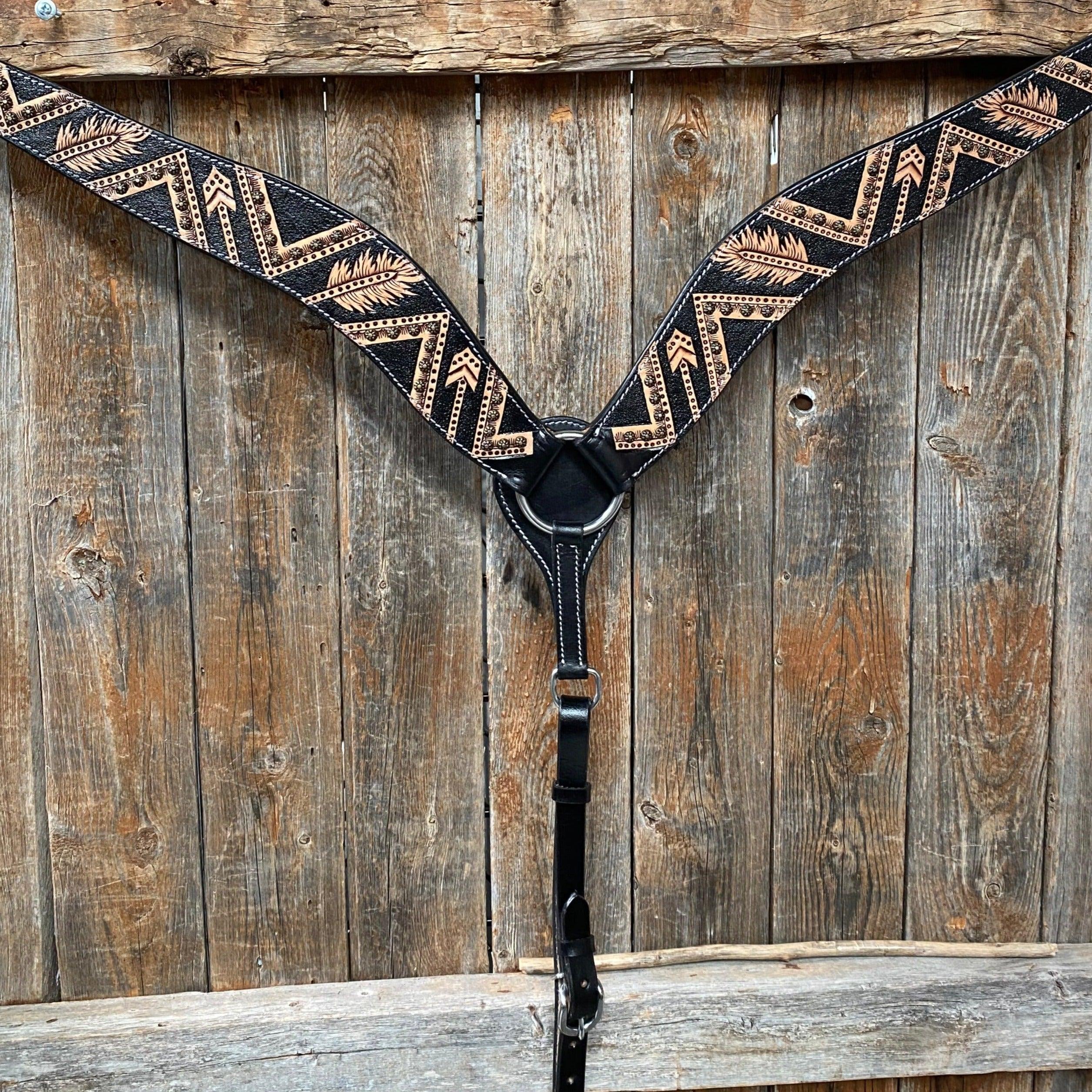 Two Tone Feather & Arrow Studded Breastcollar #FK115