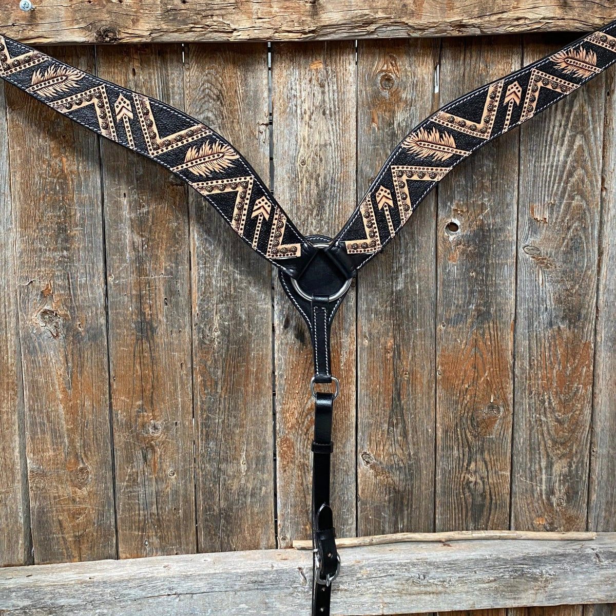 Two Tone Feather & Arrow Studded Breastcollar #FK115