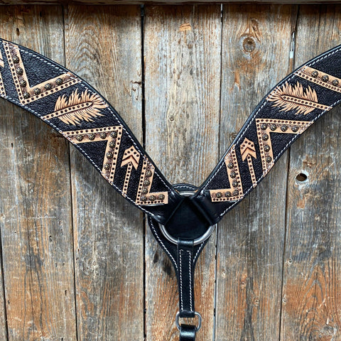 Two Tone Feather & Arrow Studded Breastcollar #FK115
