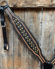 Two Tone Leather - Brass Studded Breastcollar 